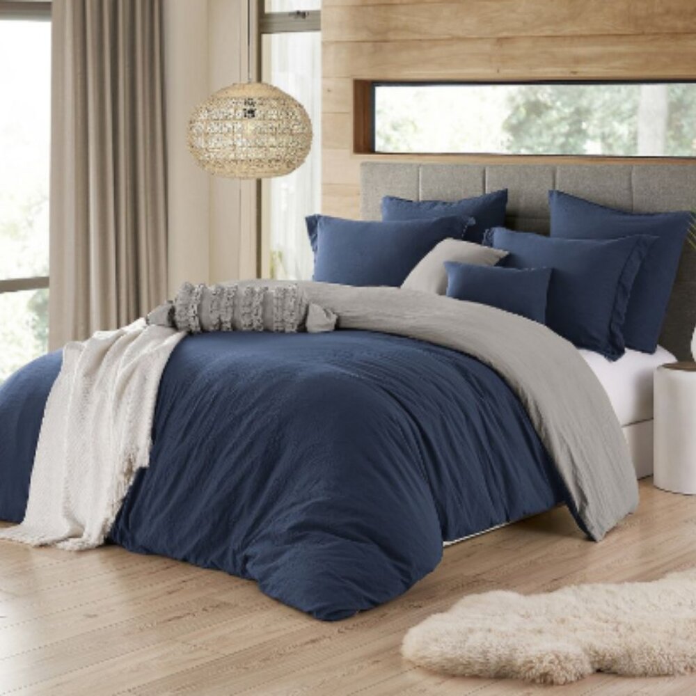 Swift Home Prewashed Microfiber Reversible Duvet Cover Set, Blue